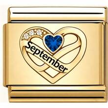 Pulsera de encanto italiana con patrón de corazón mensual para hacer joyas - Dorado - Ver 14
