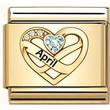 Pulsera de encanto italiana con patrón de corazón mensual para hacer joyas - Dorado - Ver 9