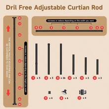 Room Divider For Room Separation (57-145in W), Curtain Rods No Drilling For Bedroom, Freestanding Room Divider Panel Tension Rod, Wall Divider Privacy Screen Partition For Space Separator, Drill Free - Black - View 6
