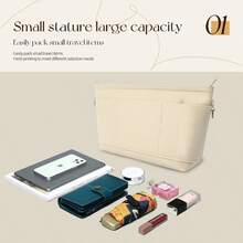 1pc Felt Fabric Women's Multifunctional Washable Large Capacity Bag-In-Bag Makeup Pouch Toiletry Bag Organizer Pouch Desk Storage Box Inner Support Bag - Black - View 13