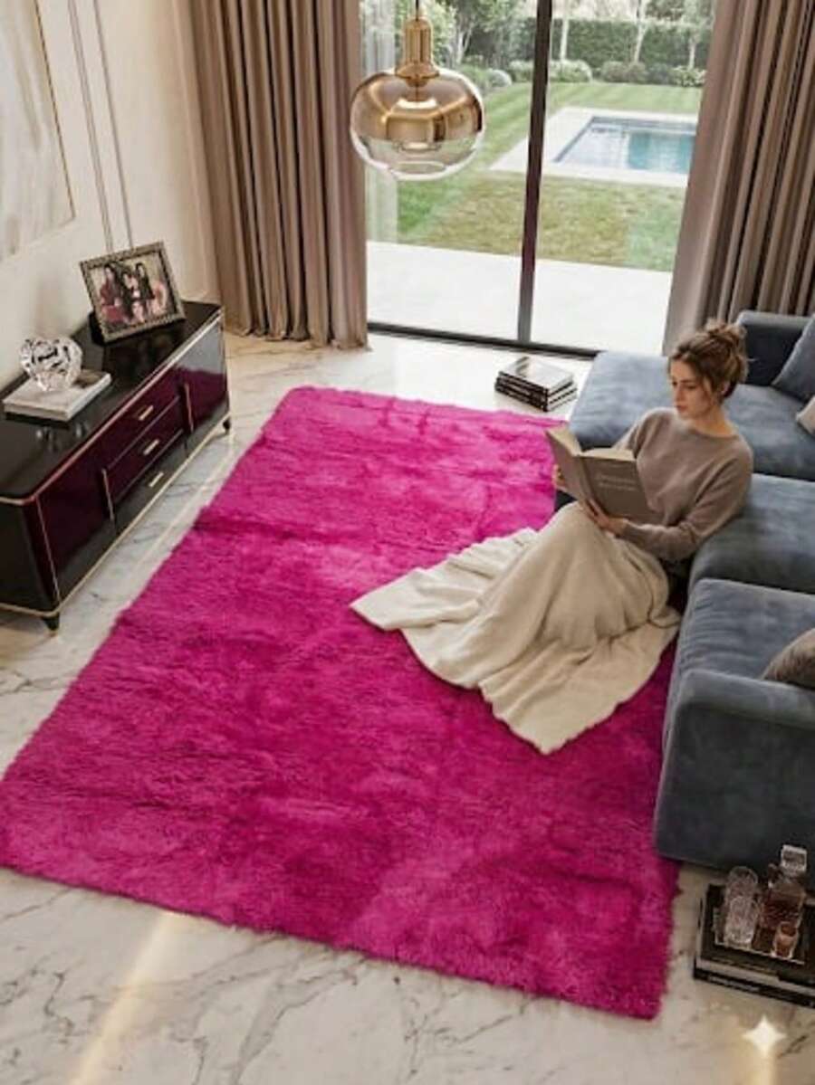 Large Rug 3.00x2.00 Shaggy / Living Room / Bedroom / Non-Slip - Hot Pink - View 1