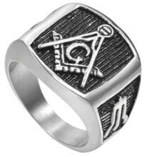 Jude Jewelers Anillo masónico de acero inoxidable retro - 13 - Ver 6