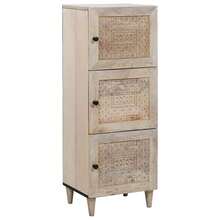 White Sideboard 40 X 33 X 110 Cm Solid Mango Wood - White - View 1
