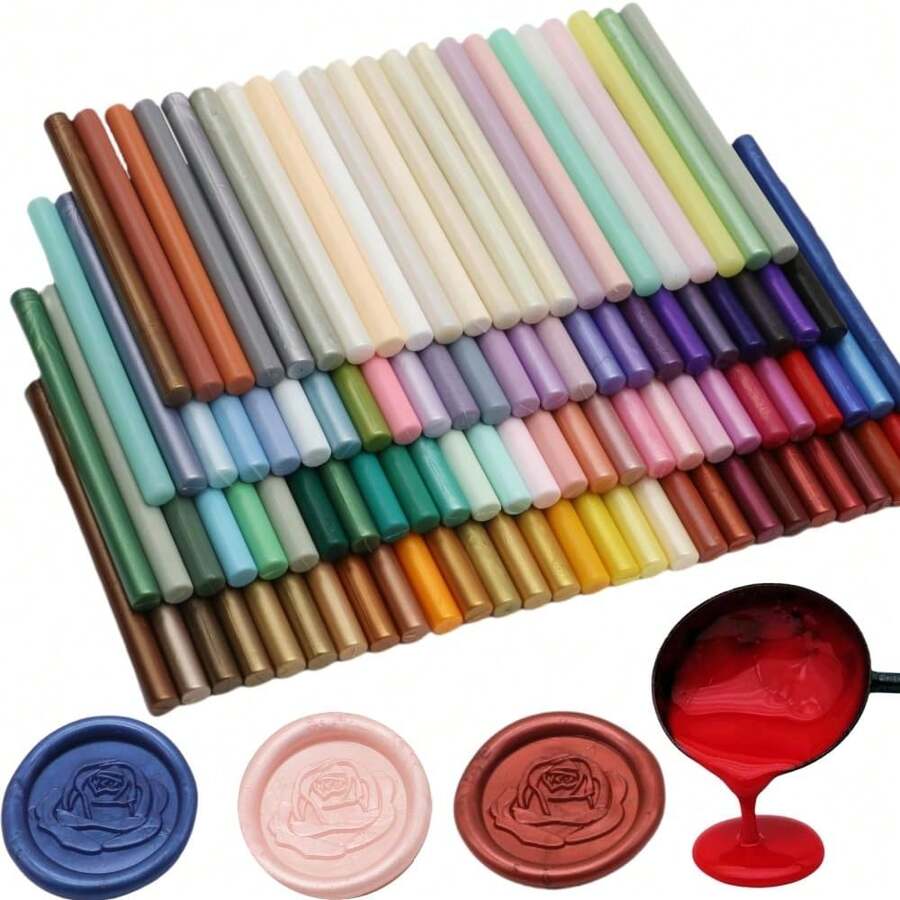 10pcs/Pack Sealing Wax Sticks, 9.8*0.7cm Mixed Color Wax Glue Sticks, Suitable For Sealing Wax Stamps, Mini Wax Guns, Thanksgiving Cards, Party Or Wedding Invitations, Christmas Packaging Or Wine Packaging - A - View 1
