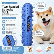 Chew Squeaky Dental Toothbrush Dog Toy, Teeth Cleaning Interactive Pet Toy - Multicolor - View 5