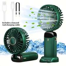 1pc Ultra-Portable Mini Handheld Electric Fan, USB Rechargeable Portable Fan, 5 Wind Speeds, Digital Display, Neck Strap, Foldable Desk Fan With Stand, Suitable For Summer Office, Beach, Dorm, Outdoor, Travel, Camping, School, Room Decor 800mAh - Multicolor - View 18