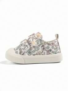 Girls' Fashionable Cute Sweet Style Printed Floral Pattern Breathable Casual Cloth Shoes Suitable For Spring Outdoor Garden Party, Daily Outings - Blue - View 6