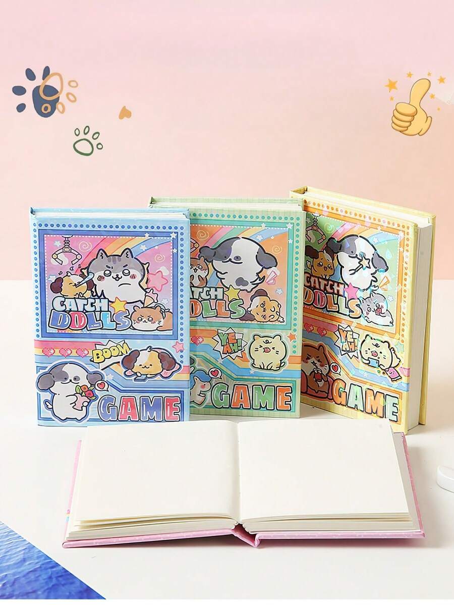1pc Mini Pocket Notebook With Cute Pets And Gashapon Machine Print, Blank Portable Notepad, Incentive Prize Stationery, 80 Sheets Blank Inner Pages For Free Writing And Recording, Daily Long-Term Use - Note Book - View 1