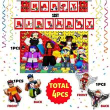 Roblox 4件套派对装饰背景布，1套/15个横幅，生日和毕业派对装饰气球。适用于感恩节、万圣节和圣诞节活动、庆典、聚会和特殊场合。 - ROBLO 鋁箔氣球B 橫幅 背景 - 查看 8