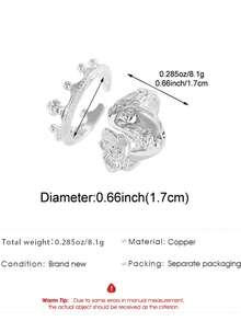 2pcs INS Design Minimalist Versatile Masquerade Mask Open Ring Set, Aksesoris Perhiasan Elegan Mewah Ringan yang Dapat Diatur untuk Wanita, Cocok untuk Pemakaian Sehari-hari, Pesta, dan Kencan - Perak - View 7