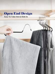 10 Peças Cabides de Calça com Ponta Aberta e Design Antiderrapante, Adequado para Calças, Denim, Toalhas, Saias para Economia de Espaço no Armário, Material Metálico Resistente com Revestimento de Borracha, Organizador de Guarda-Roupa Robusto - Multicolorido - Visão 2