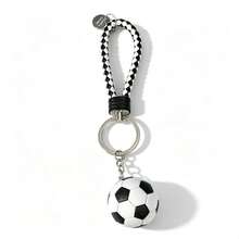 Mini Realistic Football Keychain, Woven Leather Cord Pendant, Bag Charm, Creative 3D Football Keyring, Sports Style Minimalist Accessory, Small Gift - Multicolor - View 13