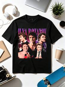 Heated Rivalry Vintage Ilya Rozanov Bootleg T-Shirt M10648. Soft Fabric, Loose-Fitting, Everyday Casual T-Shirt. - Black - View 1