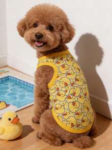 LUCKIE PAW 2pcs/Set Rompi Hewan Peliharaan Motif Bebek Kuning Kecil yang Lucu, Rompi Anjing Anti Kutu, Mengurangi Kerontokan Bulu, Isolasi, dan Bernapas, Cocok untuk Anjing Kecil & Besar, di Dalam & Luar Ruangan - Kuning - View 3