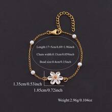 1件新款時尚彩色花朵吊墜金色珠鏈女款手鍊 - 花 - 查看 2