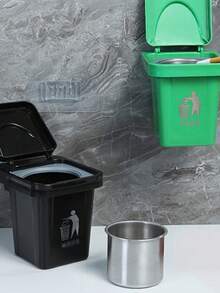 1pc Stainless Steel Wall-Mounted Ashtray With Lid, Hanging Creative Trash Can Combination, Desktop Vertical Mini Ashtray, Home Countertop Decorative Ornament, No-Drill Design, Dust-Proof Design, Suitable For Living Room, Bedroom, Holiday Gift - Various - View 5