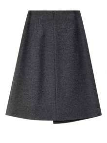 Elegant Gray A-Line Skirt, Wool Blend Pleated Long Skirt For Women Spring - Grey - View 4