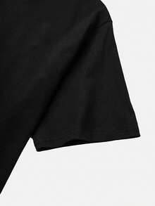 Minimalist. 100% Cotton. Short-Sleeved T-Shirt With A Round Neck And "1pa KEEP SMILING" And Cherry Print. Spring/Summer Top. - 黑色 - 查看 3
