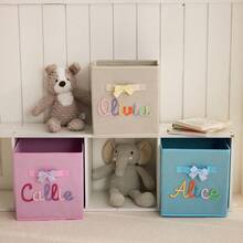 Customized Name Storage Box | Personalized Nursery Storage Cube | Home Decor | Children's Gift | Foldable Toy Bin | Nursery Gift - Multicolor - View 5