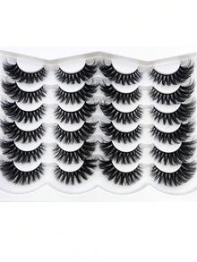 HBZGTLAD 12 Pairs Multi-Style Extra Long Thick Natural Fluffy Cat Eye Wispy False Eyelashes, Black Band Strip Lashes, Thick Volume Extension Look D Curl Cat Eye Natural Appearance Faux Mink 3D Fluffy Russian Strip Lashes, Reusable For Daily Wear And Practice - View 12