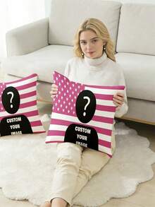 Dia da Independência dos EUA, Fronha Personalizada, Bandeira Americana Personalizada, Foto Personalizada, Fronha Macia e Confortável Personalizada, Adequada para Sala de Estar, Uso no Sofá. Imagem Especial Personalizada como Presente de Aniversário, Presente Familiar, Presente de Casamento, Lembrança. Impressão Unilateral, Adequada para Todas as Estações, Lavável - Multicolorido - Visão 5