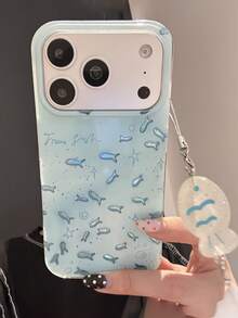 時尚藍色小魚吊飾手機殼，適用於 iPhone 17ProMax 17Pro 17 16 15 14 13 12 Pro Max 11 雷射防震背蓋 - 小魚群 - 查看 6