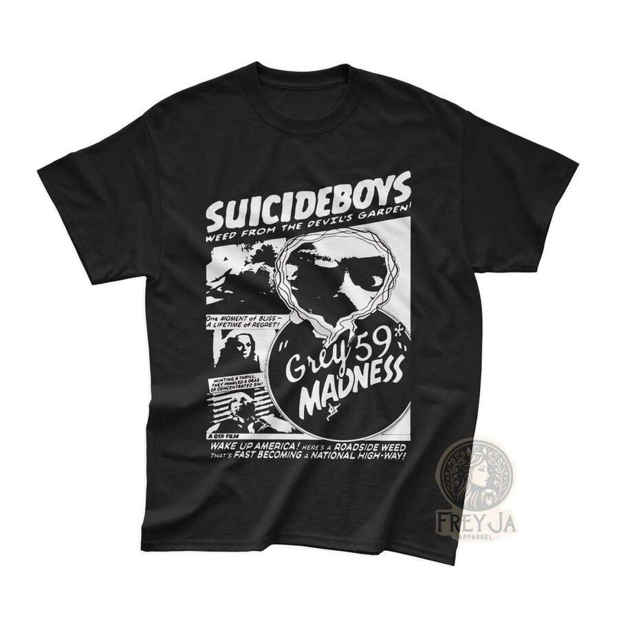 Suicide Boys Exclusive T-Shirt - Unisex Rap Music Graphic Shirt - G59 Tee - Printed Music Poster Gift For Hip Hop Fans - 黑色 - 查看 1