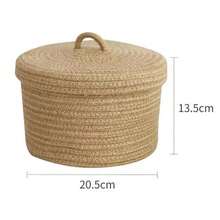 1pc/2pcs Handmade Woven Storage Basket, Home Decor Woven Basket, Suitable For Desk, Bedroom, Living Room, Bathroom, Study And Nightstand. Perfect For Storing Remote Controls, Cosmetics, Toys And Bathroom Essentials. Seaside Straw Rattan Woven Storage Basket - Multicolor - View 9