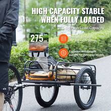 Bike Cargo Trailer, 275 Lbs Load Capacity, Heavy-Duty Bicycle Wagon Cart, Foldable Compact Storage & Quick Release With Universal Hitch, 20" Wheels, Fits Most Bike Wheels, Carbon Steel Frame - 275 Lbs - View 2