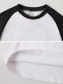 NcmRyu 1 pieza Camiseta deportiva de manga corta y ajustada de unicolor para , de verano - Blanco y Negro - Ver 3