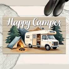 1 pieza Alfombra de cocina con estampado de camping RV pintado a mano, alfombra antideslizante para el piso, alfombra decorativa para fiestas festivas, alfombra, alfombra antideslizante resistente al aceite, alfombra de secado rápido, adecuada para cocina, pasillo, baño, lavandería, decoración del hogar - Multicolor - Ver 8