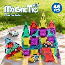 28/46/62 Magnetic Building Blocks Construction Set With Car Combination, Multi-Functional Magnetic Puzzle With Mini Cars, Realistic Birthday/Holiday Gift For 3-14 Years Old Children, Random Color - Color - View 7