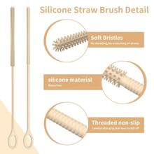 1pc Extra Long Silicone Straw Cleaning Brush Designed For Thin Straws, Easily Reaches Deep Into Cup Lids/Baby Bottle Straws/Cups, Soft And Flexible, Thoroughly Removes Dirt - Multicolor - View 5