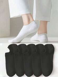 5/10 pares de calcetines deportivos unisex para parejas de unicolor con estampado, calcetines invisibles, regalo de primavera/verano - Multicolor - Ver 2