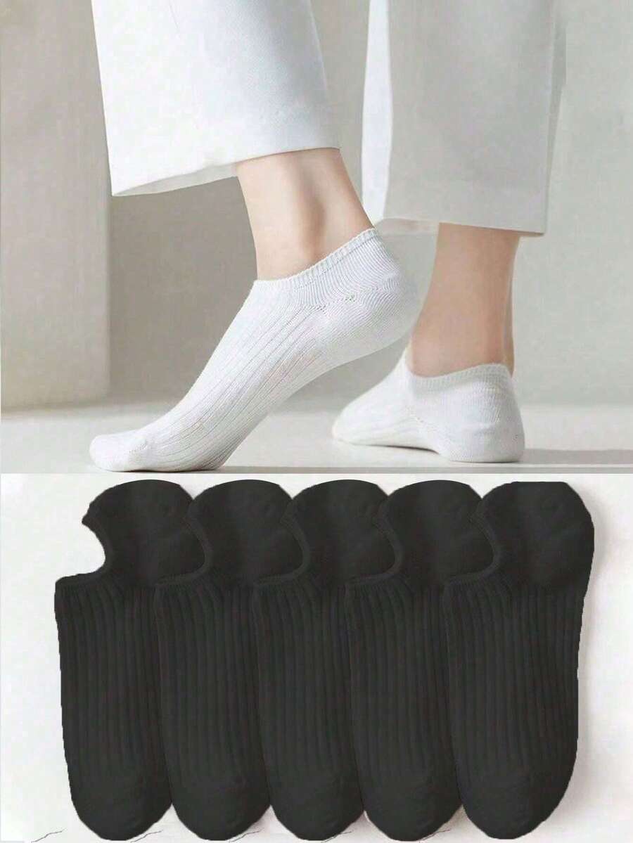 5/10 pares de calcetines deportivos unisex para parejas de unicolor con estampado, calcetines invisibles, regalo de primavera/verano