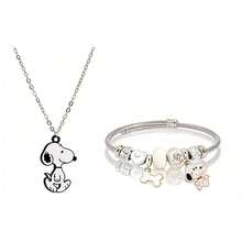 SNOOPY 1件/2件 卡通吊墜珠飾手鍊 女款 小眾設計 黑白鎖骨鍊 適合粉絲、家人與朋友的精美小禮 日常必備 [隨機款式] - 彩色 - 查看 9