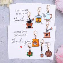8pcs/16pcs Unique Coffee Keychain Set, Thank You Theme Pocket Hug Cards, Pocket Hug Gift Bags. Suitable For Friendship Gifts, Birthday Parties, Housewarming, Party Decorations, Father's Day Gifts, Thank You Gifts, Summer Gifts And Other Unique Commemorative Gifts. Give To Your Family, Friends, Siblings, Partners And Anyone Who Loves Coffee - Multicolor - View 10