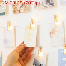 1/2/3/4/5/10m LED 室內裝飾銅線燈串附木夾，臥室牆面照片夾燈，照片牆裝飾燈，生日派對週年慶裝飾燈串，情人節裝飾燈串，女孩房照片裝飾燈串 - 黃色 - 查看 14