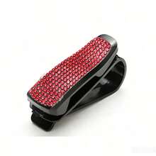 1pc/2pcs/4pcs Crystal-Like Car Eyewear Clip With Ticket/Card Holder For Car Interior Decor - Fashion Glasses Visor Hook - A - View 16