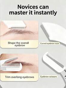 2-In-1 Eyebrow Grooming Set, Eyebrow Scissors With Comb + Curved Eyebrow Razor, Precision Eyebrow Shaping Tool, Gentle Skin-Friendly Eyebrow Care Set, Suitable For Daily Grooming, Pre-Makeup Preparation, Home Use, Travel, Ideal For Beginners, Makeup Enthusiasts And Students - Multicolor - View 7