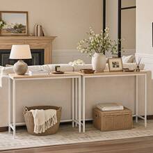 Narrow Console Table, 75 Cm Side Table, Hall Table, Small Exhibition Table, Sofa Table For Small Space, For Entrance, Hallway - Wood Color - View 4