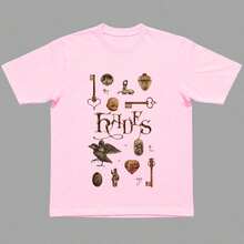 Hades Printed Dark Vintage T-Shirt, 100% Cotton - 嬰兒粉 - 查看 3