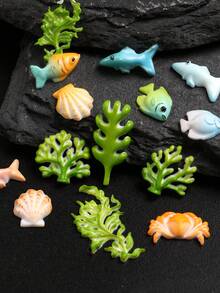 1件海洋主題指甲矽膠模具，3D迷你海洋生物模具含熱帶魚、貝殼、珊瑚與螃蟹，夏季海灘指甲DIY美甲裝飾配件假期指甲飾品模具 - 無色 - 查看 4