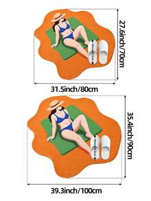 1pc Modern Minimalist Summer Beach Vacation Print Runner Rug Area Rug, Suitable For Bathroom, Hallway, Bedroom, Living Room, Bedside, Machine Washable, Easy To Clean Entryway Mat, Non-Slip Bottom Bedroom Decor Rug - Multicolor - View 2