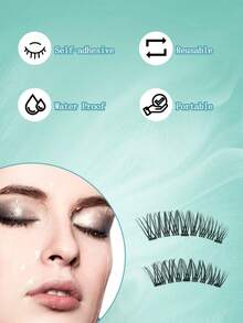 1 Pair Russian Strip Magnetic False Eyelashes , Soft Magnetic Eyelashes, Natural DCurl False Eyelashes, No Glue Needed, Very Soft, Suitable For Beginners, Reusable, Eyelashes - Black - View 5