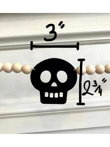Halloween Skull Wooden Bead String, Banner With Skull, Halloween Hanging Skull Banner Ornament, Spooky Party Decoration, Halloween Fireplace Hanging Decoration, Perfect For Home Decor And Holiday Party Decorations - Multicolor - View 3