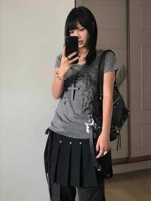 Women Tops - Dark Grey - View 2