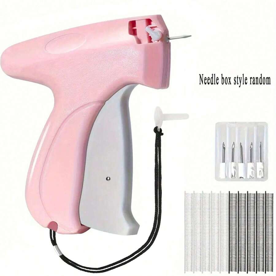 Fine Stitch Gun Stitchy snabb klädlagnare för kläder, mikro märkpistol för kläder med 6 fina nålar & 1000 st fästanordningar, mini snabb klibbig sy- och fållningsverktyg - flerfärgad - Visa 1