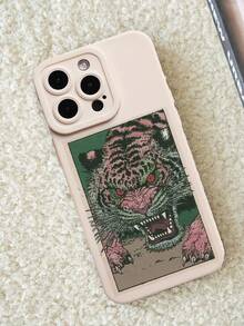 Funda de teléfono de silicona líquida con rayas de tigre rosa estilo Ukiyo-E japonés, protección completa del Body, a prueba de golpes y caídas, carcasa de goma suave TPU compatible con iPhone - Multicolor - Ver 4
