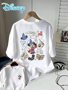 Camiseta Fantasia con un mágico motivo de Mickey Mouse, estampado de dibujos animados de Disney, camiseta de manga corta de algodón puro, camiseta informal de verano para hombre, ropa urbana de moda, ropa deportiva para exteriores, ropa informal, camiseta escolar, conjunto de vacaciones, ropa de verano - Blanco - Ver 3